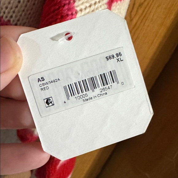 Altar’d State Red Cream Striped Cropped Sweater XL Cozy Cabin Turtleneck NWT - Picture 5 of 5